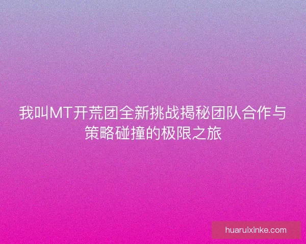 我叫MT开荒团全新挑战揭秘团队合作与策略碰撞的极限之旅