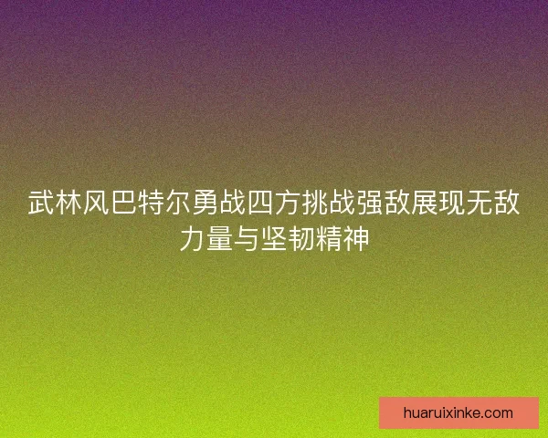 武林风巴特尔勇战四方挑战强敌展现无敌力量与坚韧精神