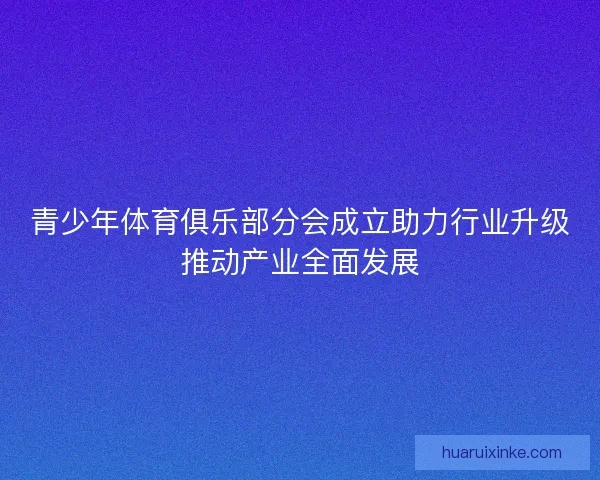 青少年体育俱乐部分会成立助力行业升级推动产业全面发展